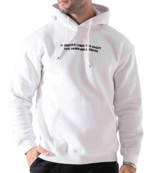 Men's white printed oversized hoodie by TREE   
