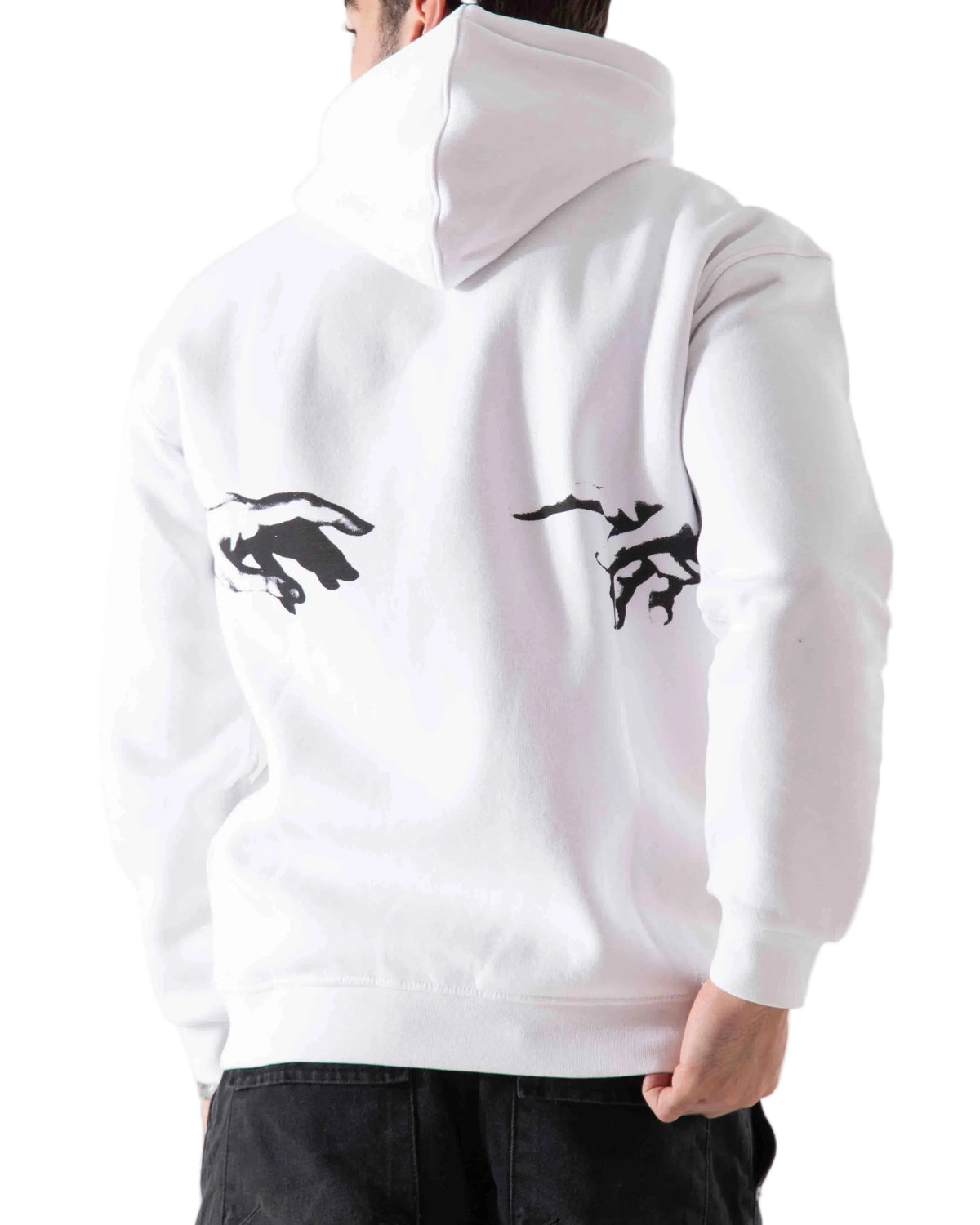 Men's white printed oversized hoodie by TREE   