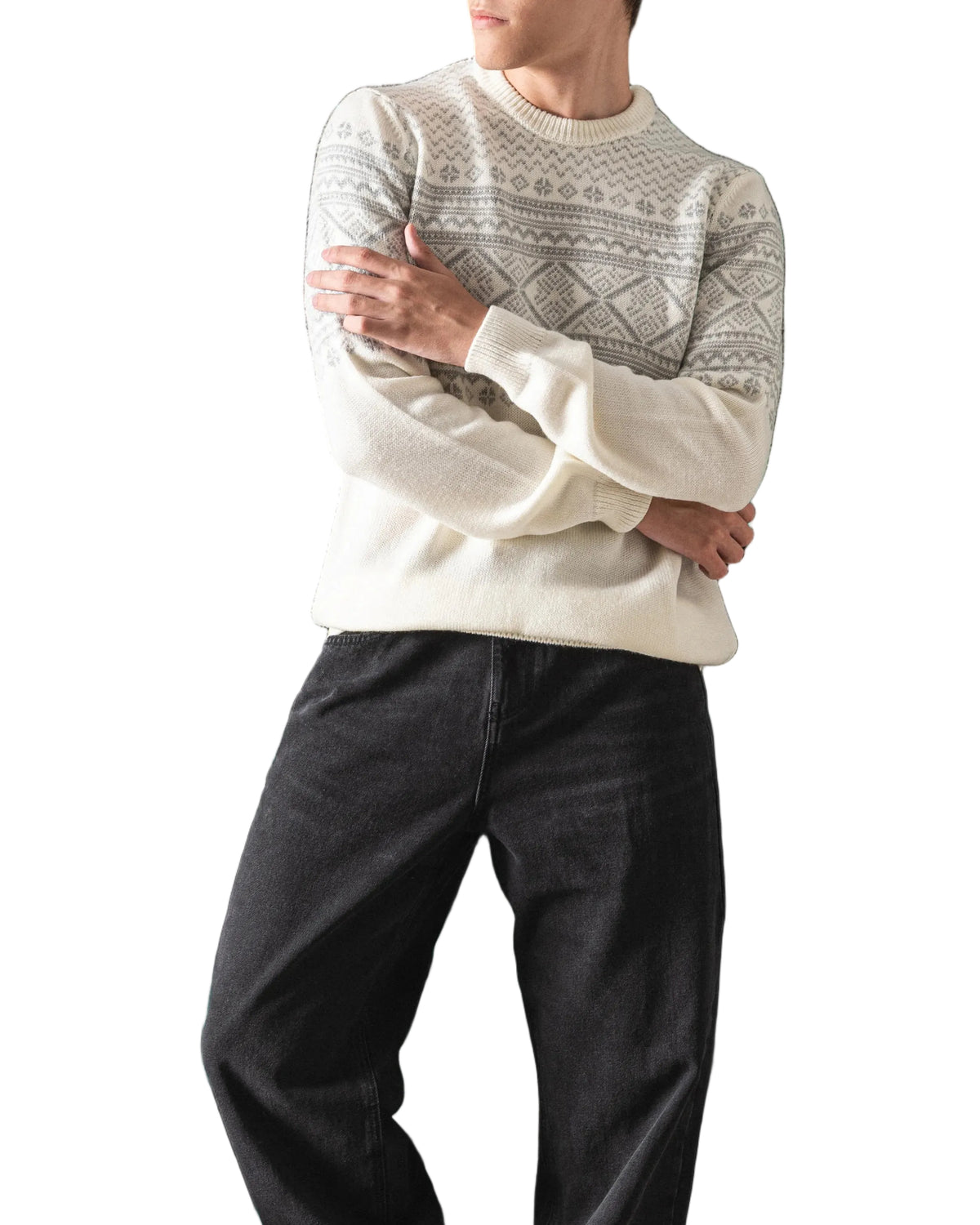 Men's fashion knit patterned crewneck pullover by TREE   
