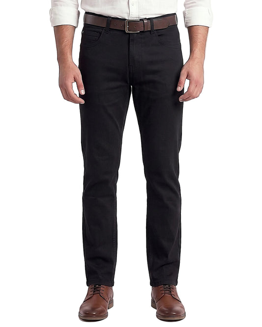 Men's Black Solid Gabardine Pants 5 Pocket– Straight Fit