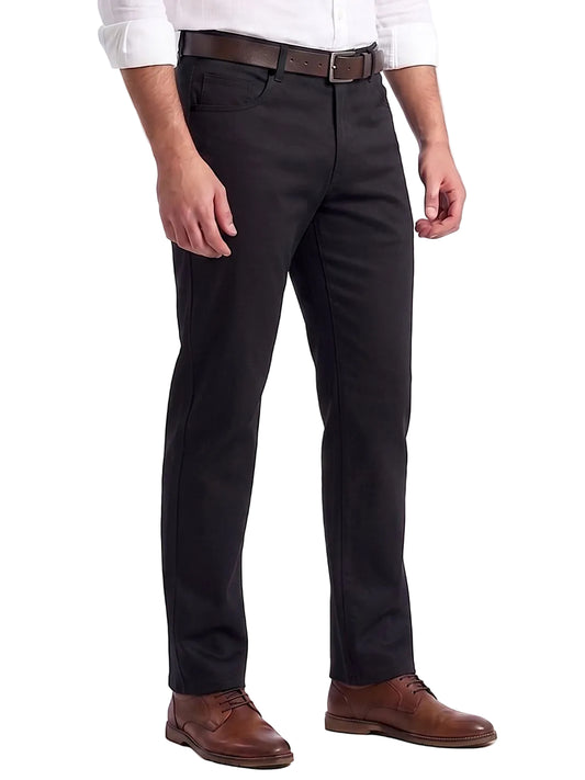 Men's Black Solid Gabardine Pants 5 Pocket– Straight Fit