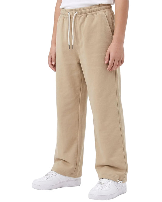 Boys' Beige Wide Leg Sweatpants with Adjustable Hems – Stretch Cotton Blend