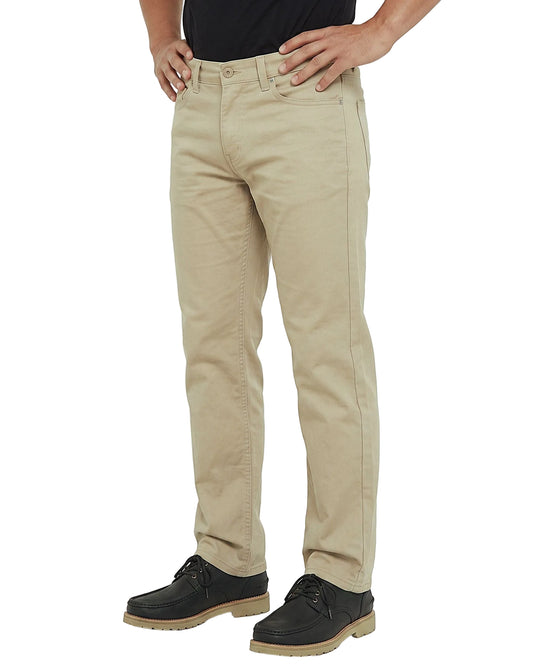 Men's Beige Gabardine 5-Pocket Pants – Regular Fit