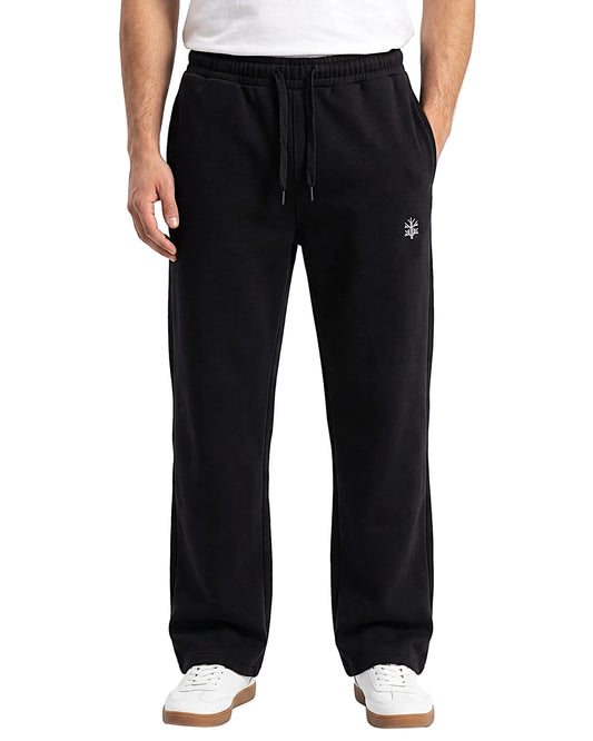 Front view of a men's 100% cotton sweatpants in a regular fit featuring a printed TREE logo.