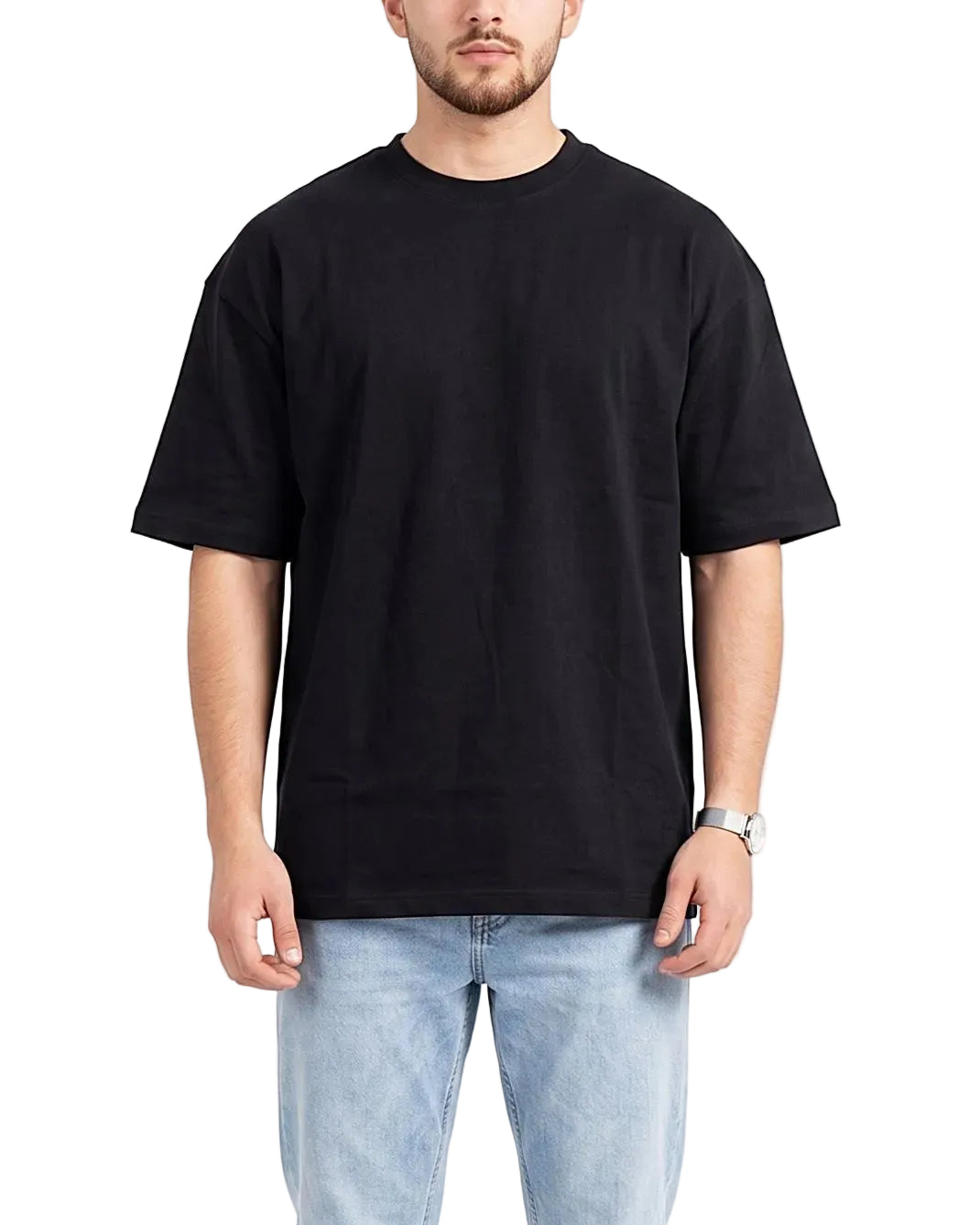 Front view of a men's dark green 100% cotton oversized t-shirt in a clean solid design by TREE.