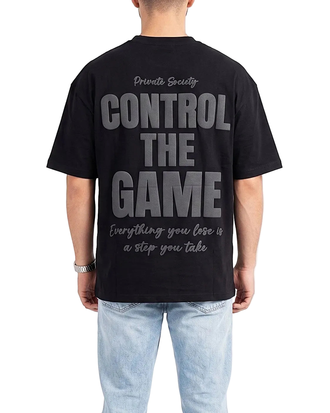 Front view of a men's dark green 100% cotton oversized t-shirt in a clean solid design by TREE.