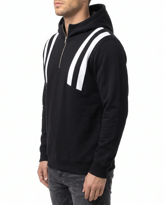 Men's half-zip contrast stripe hoodie - TREE