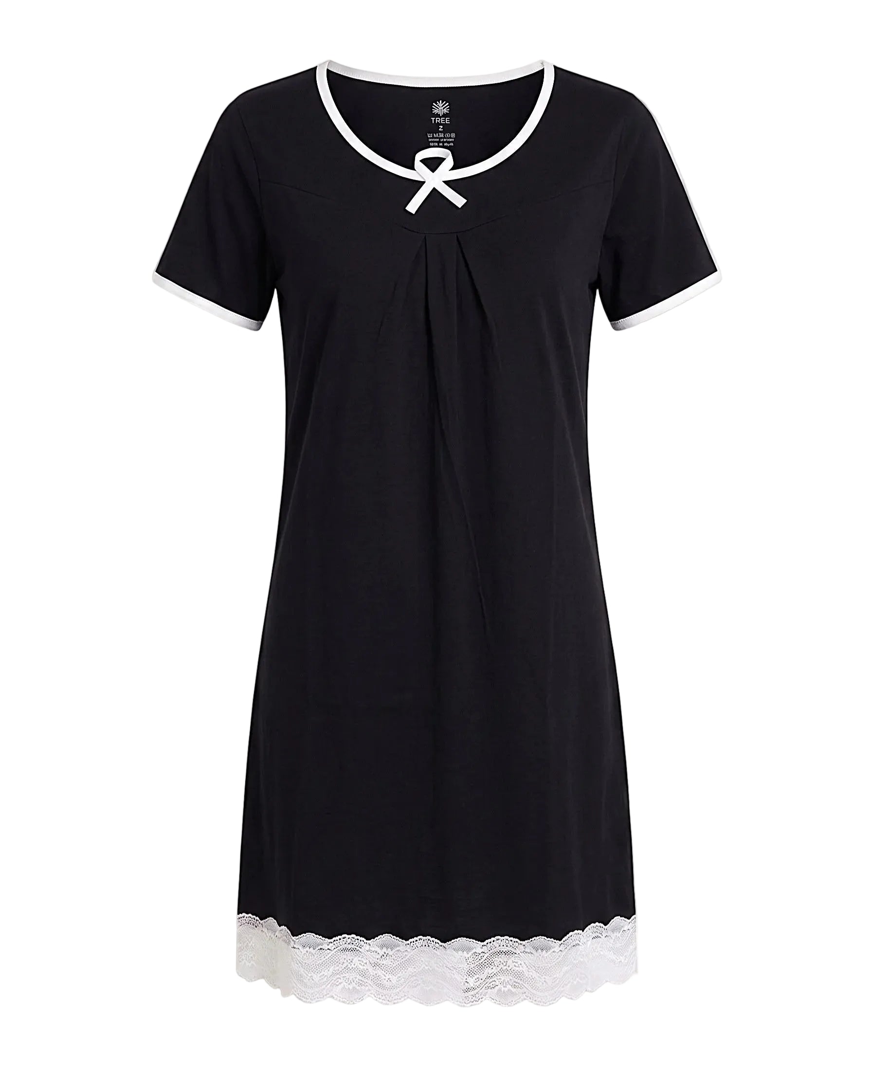 Women's Cotton Nightshirt with Lace Details – Relaxed Fit