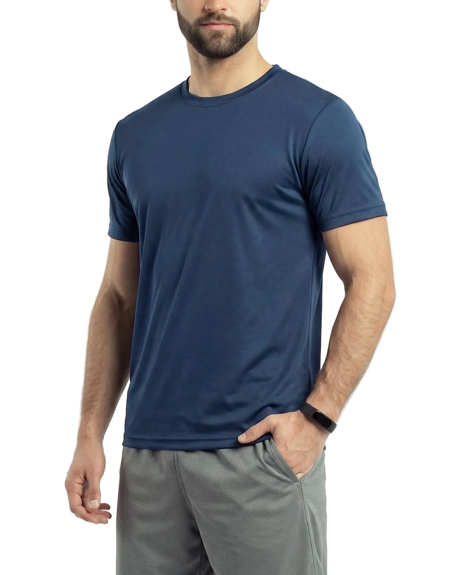 Front view of a men's solid bright athletic t-shirt in a regular fit by TREE.