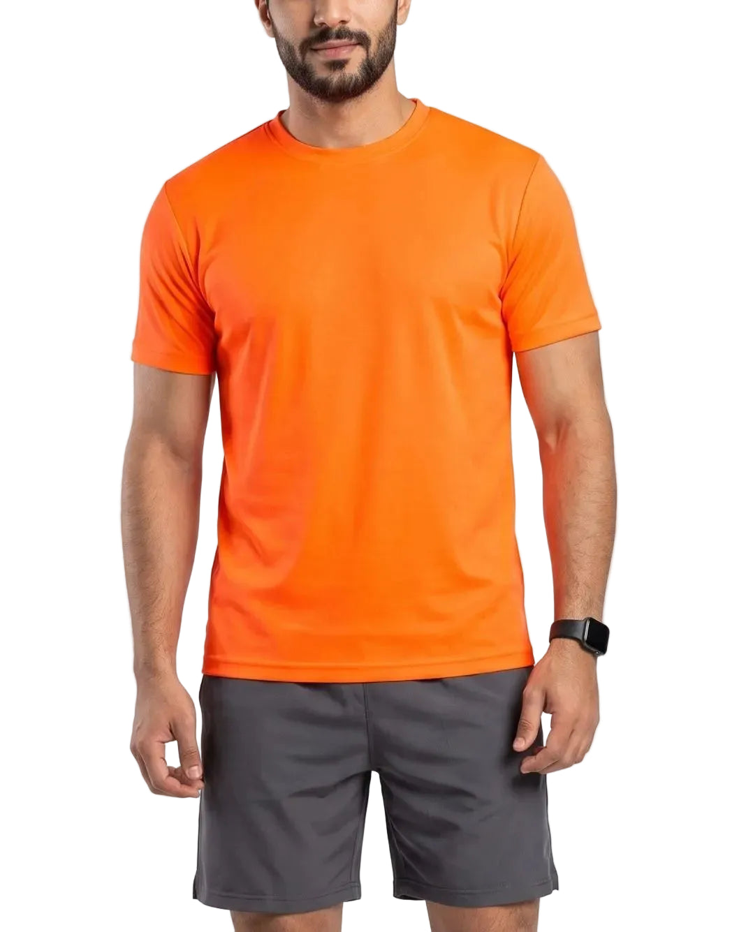 Front view of a men's solid bright athletic t-shirt in a regular fit by TREE.