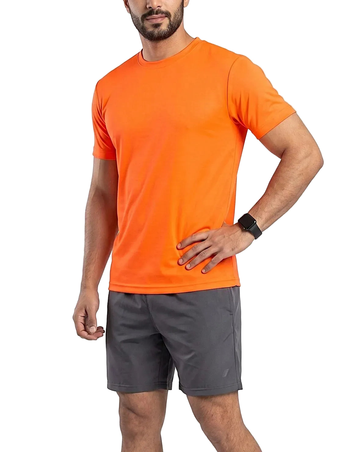 Front view of a men's solid bright athletic t-shirt in a regular fit by TREE.