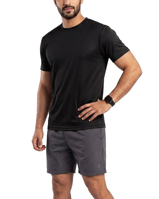 Front view of a men's solid bright athletic t-shirt in a regular fit by TREE.
