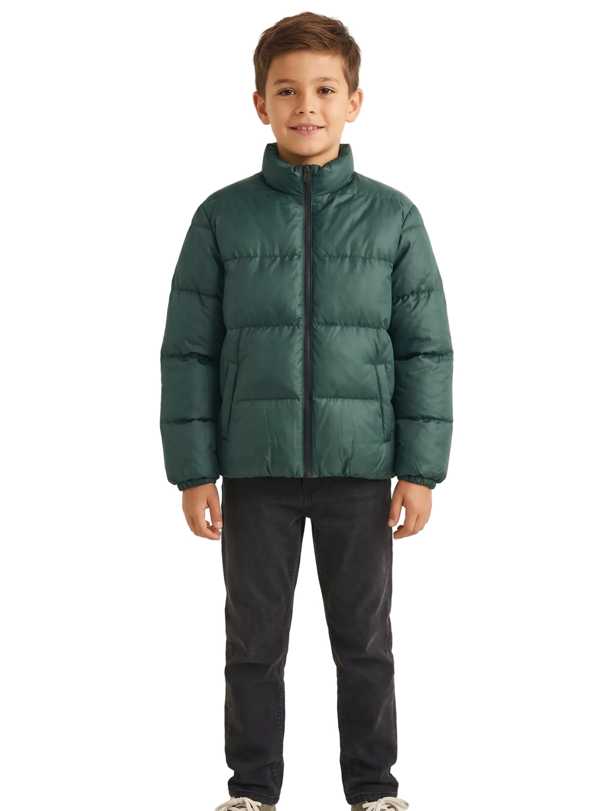 Boys' waterproof puffer jacket olive - TREE