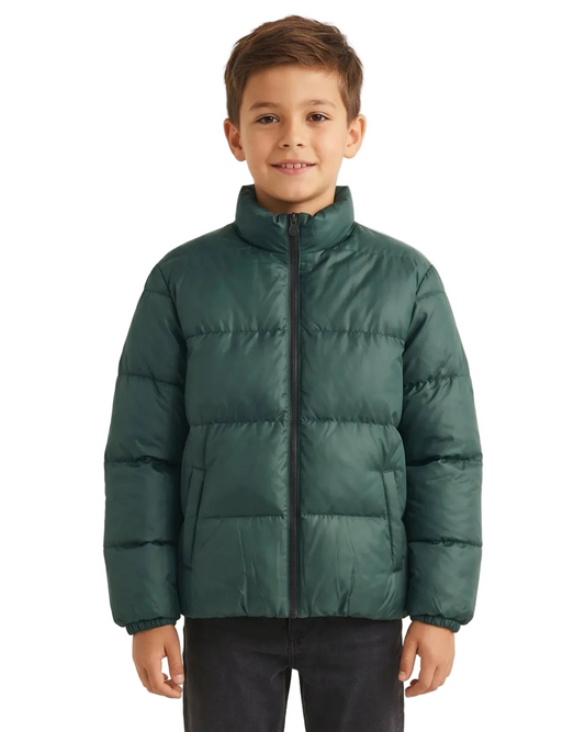 Boys' waterproof puffer jacket olive - TREE