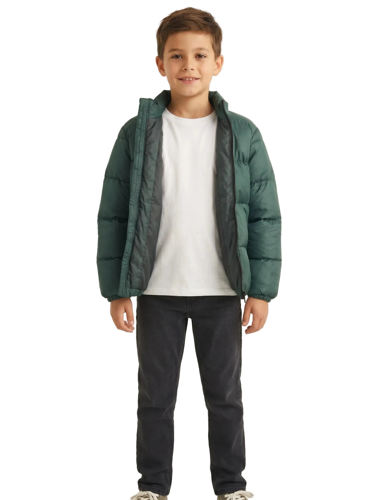 Boys' waterproof puffer jacket olive - TREE