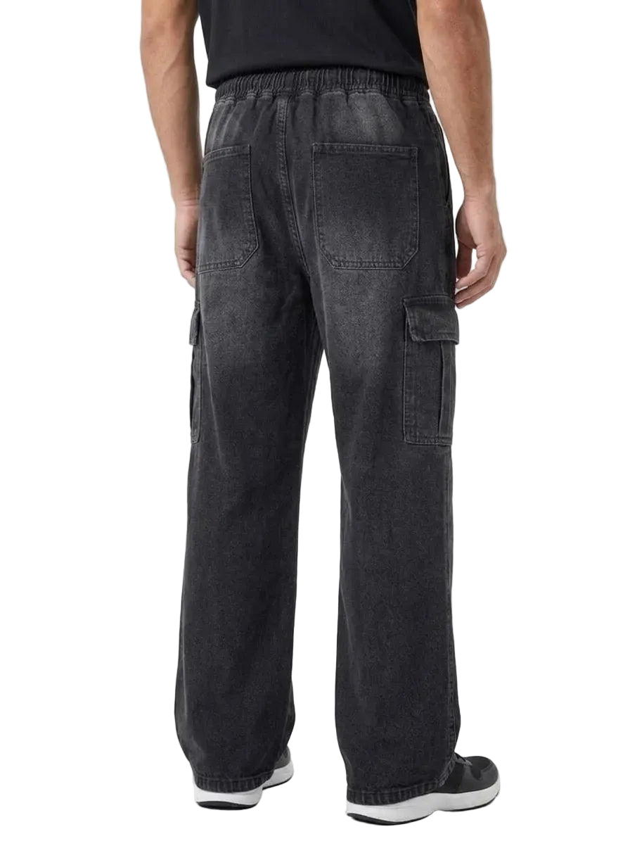 Men's baggy cargo jeans black - TREE