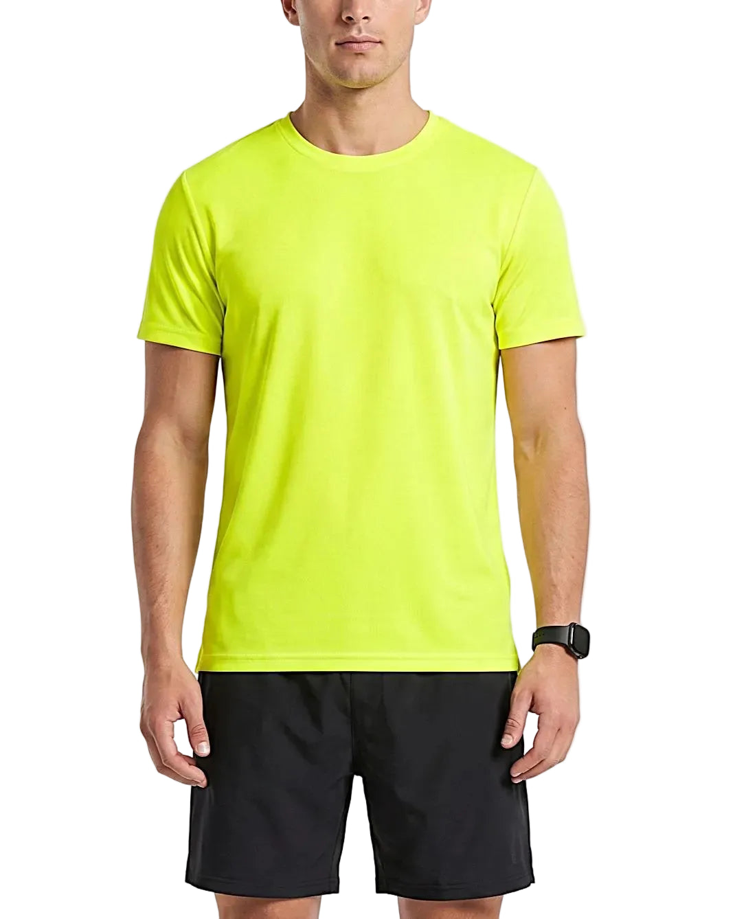 Front view of a men's solid bright athletic t-shirt in a regular fit by TREE.