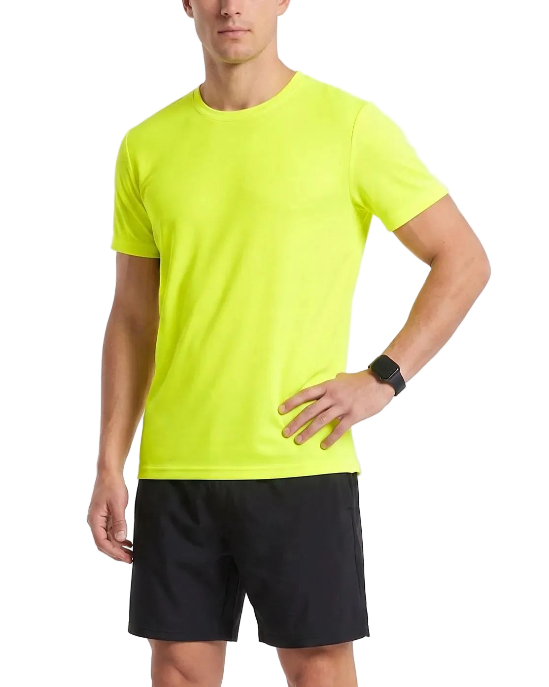 Front view of a men's solid bright athletic t-shirt in a regular fit by TREE.