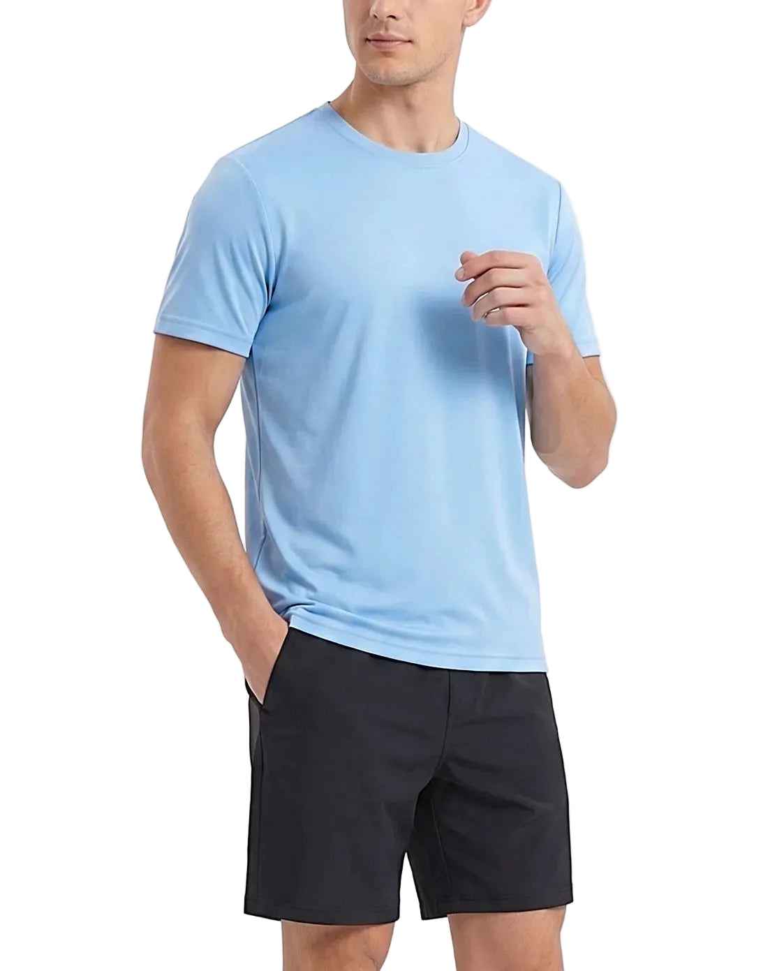 Front view of a men's solid bright athletic t-shirt in a regular fit by TREE.
