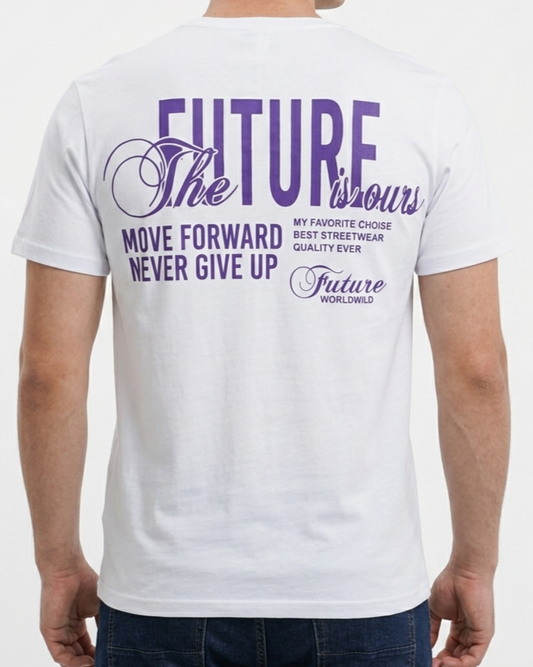 Men`s Printed T-Shirt – Short Sleeve - White