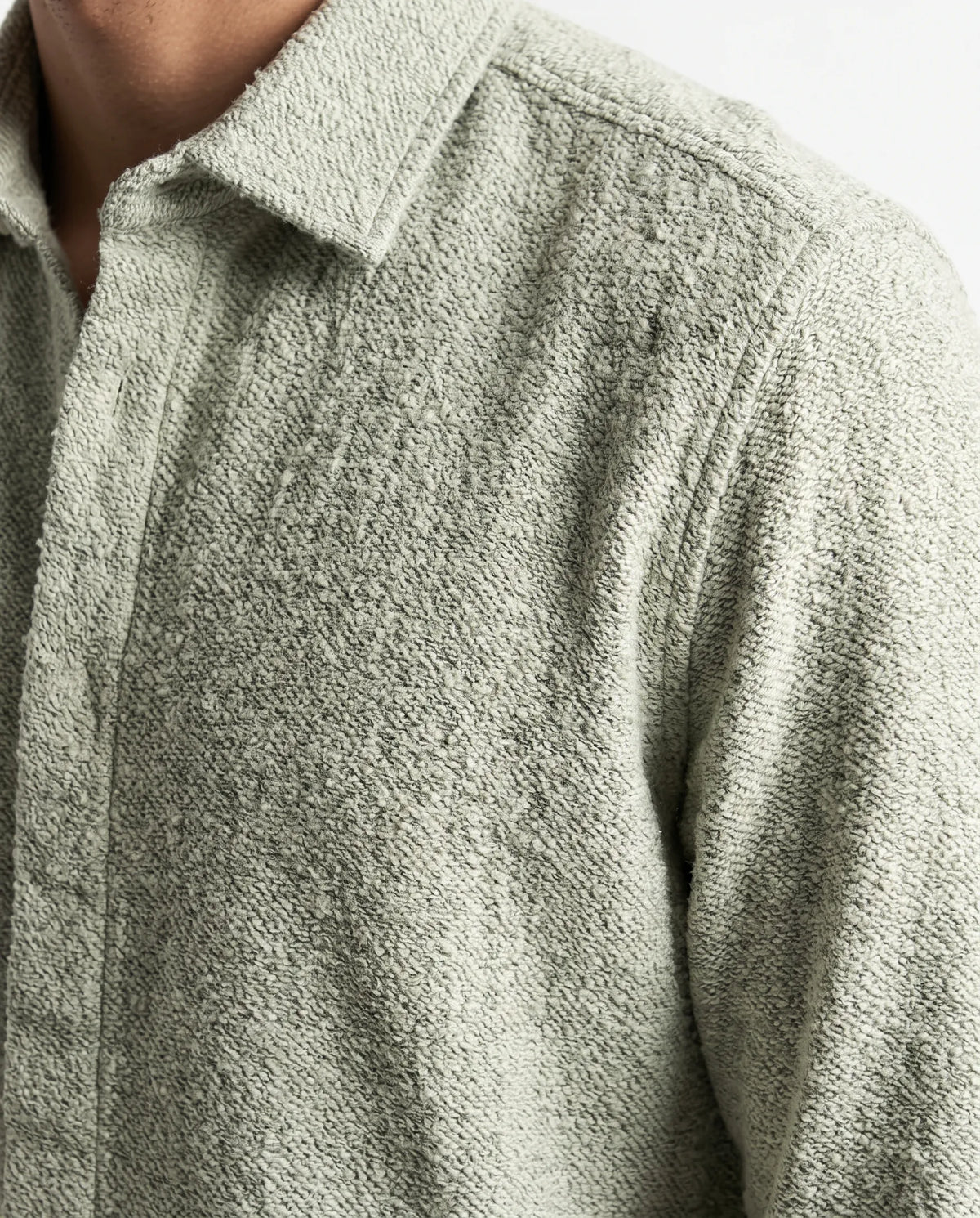 Men's plain light olive winter shirt with textured fabric by TREE   