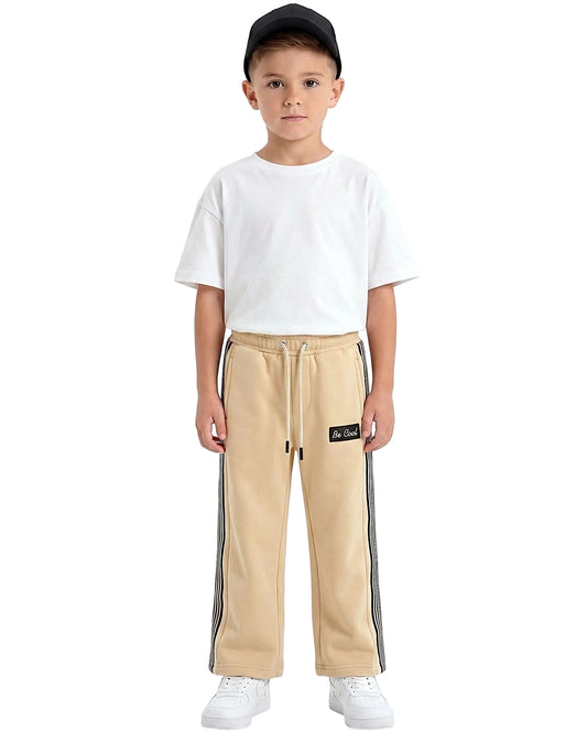 Boys' Side-Striped Sweatpants with "Be Cool" Patch – Regular Fit