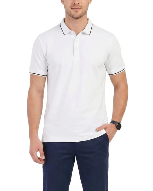 Men's White Tipped Polo Shirt – Regular Fit