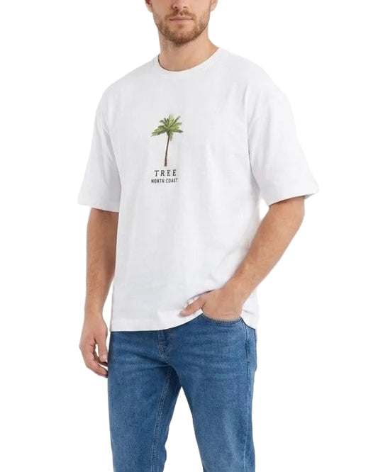 Men's White Palm Tree Graphic T-Shirt 100% Cotton – Oversized Fit