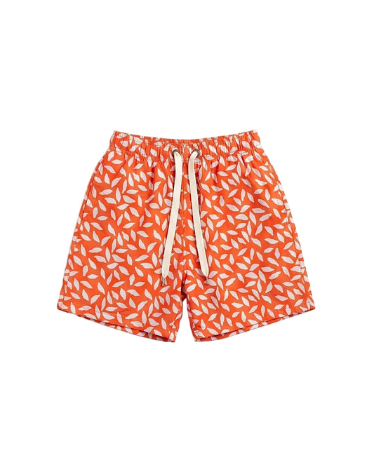 Boys' Orange Printed Swim Shorts – Regular Fit