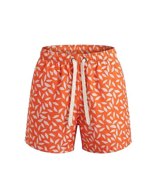 Boys' Orange Printed Swim Shorts – Regular Fit