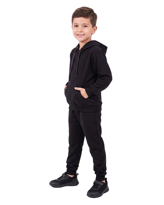 Boys' Solid Black Summer Milton Sweatpants 100% Cotton – Regular Fit