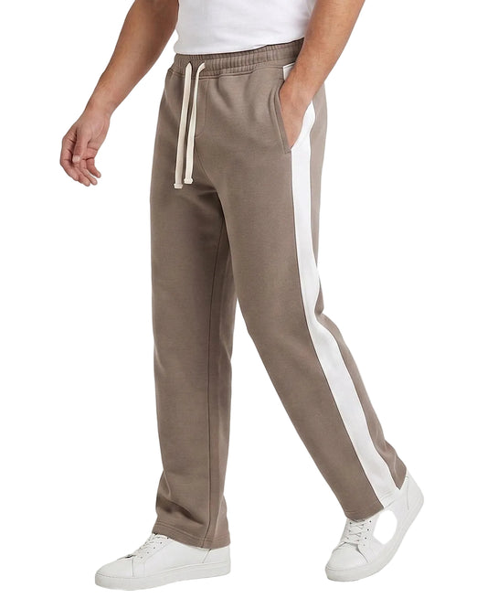 Men's Light Brown Side-Stripe Sweatpants – Wide Leg