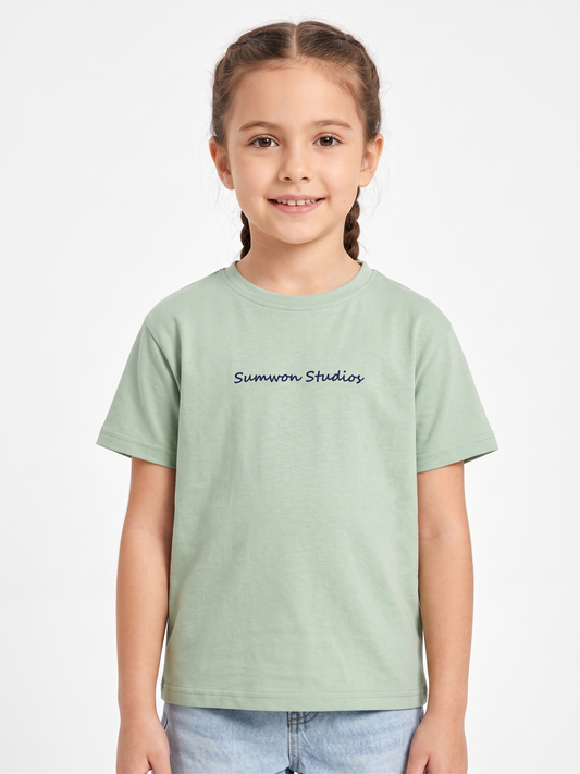 Girls' printed t-shirt with Short Sleeve Over Size- Mint