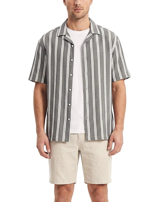 Men's Striped Short Sleeve Shirt  – Oversized Fit