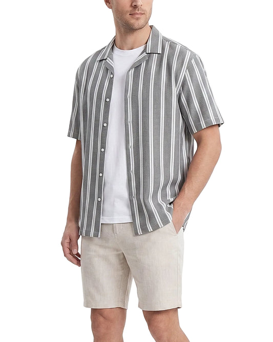 Men's Striped Short Sleeve Shirt  – Oversized Fit