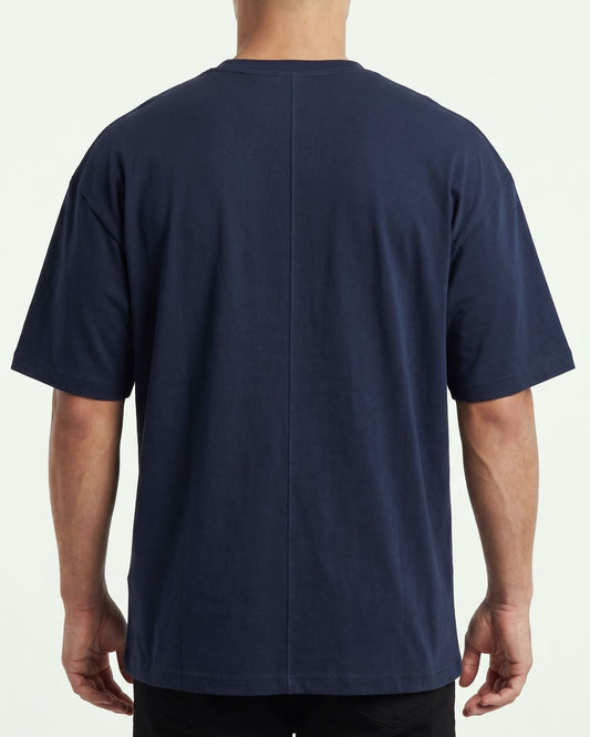 Men`s Printed T-Shirt Over Size-Navy