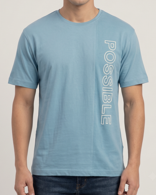 Men`s Printed T-Shirt Over Size –Light blue