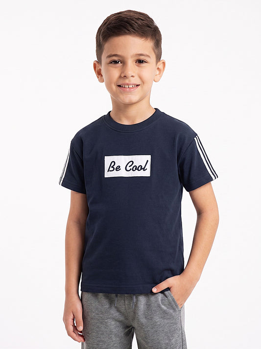 Boy`s Printed T-Shirt – Short Sleeve-Navy