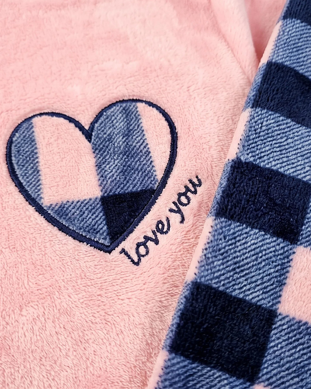Women's polar fleece plaid pyjama set with heart embroidery by TREE   
