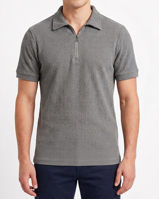 Men's fashion half-zip t-shirt-Gray
