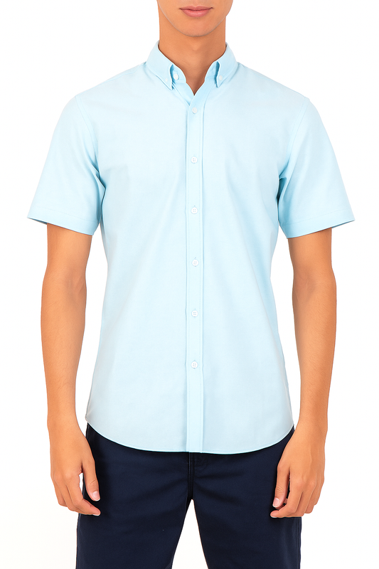 Men's Oxford Shirt Half Sleeves -Turquoise