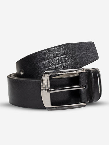 Men's leather belt 4 cm - Black