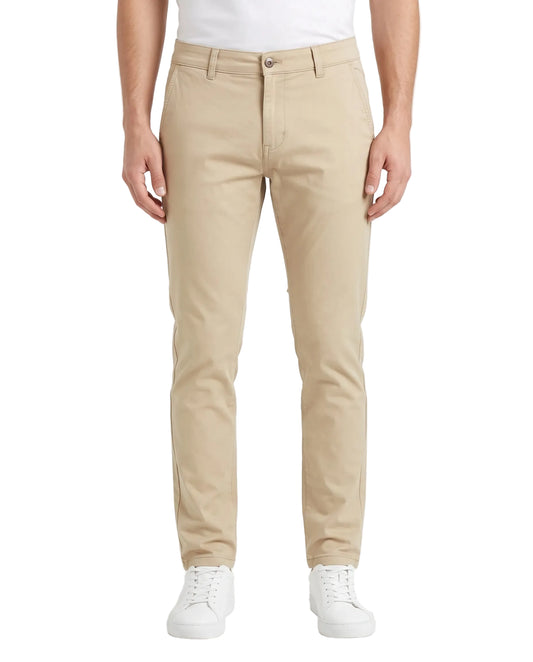 Men`s Gabardine Pants Slim Fit  With Side Pockets Beige