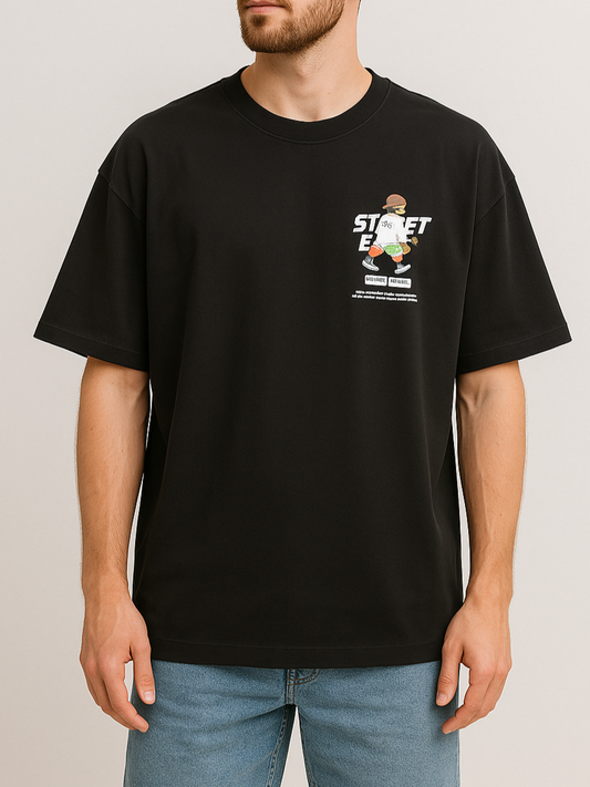 Men's T-Shirt Printed Over Size - Black