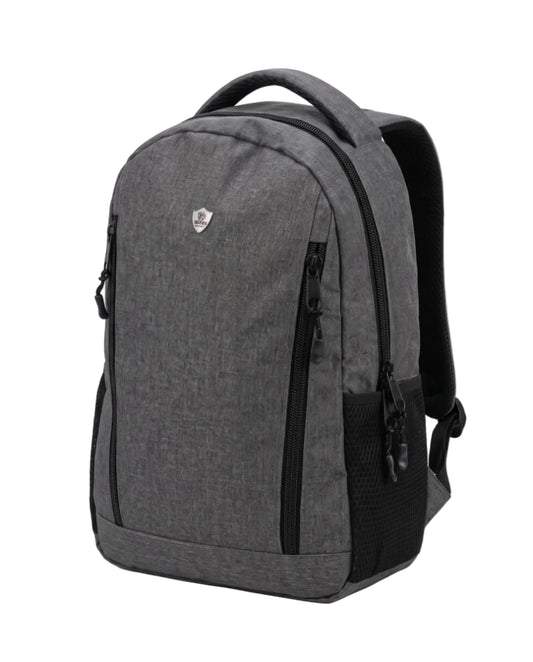 Grey Multi-Pocket Backpack with Black Details