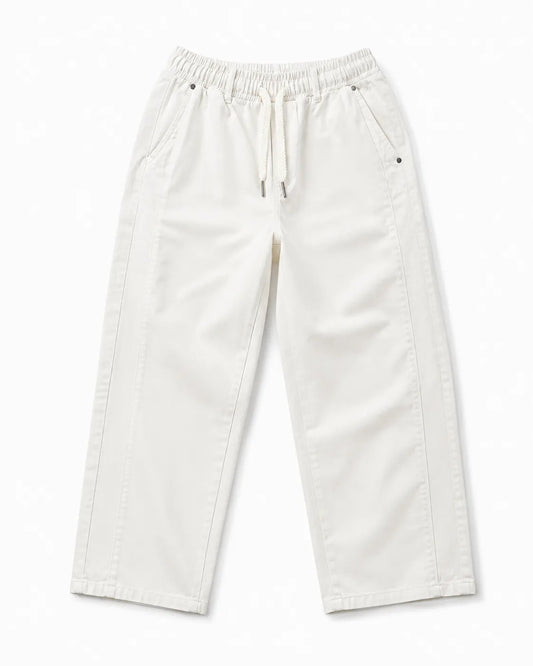 Men’s White Wide Leg Gabardine Pants