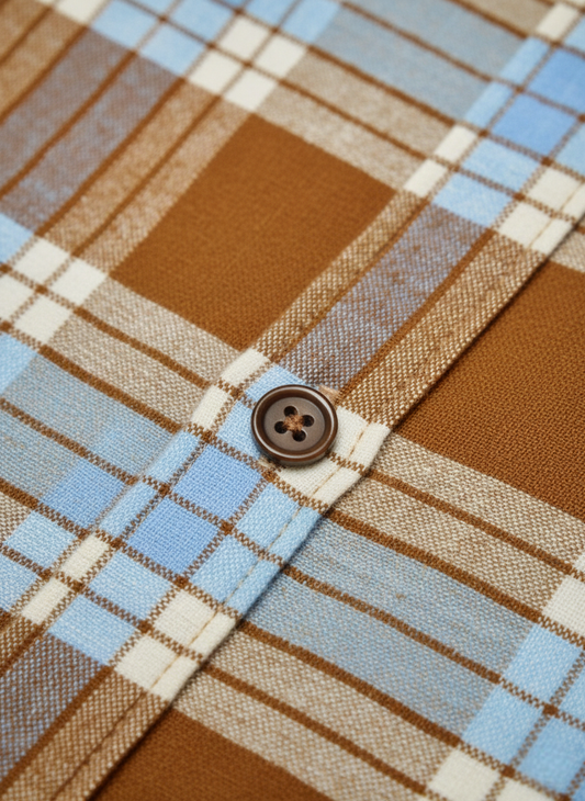 Men's  Winter Plaid Long Sleeve Shirt-Brown