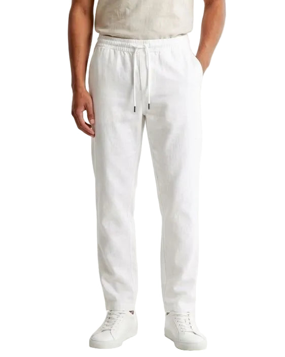 Men's casual white summer pants with a comfortable elastic waist