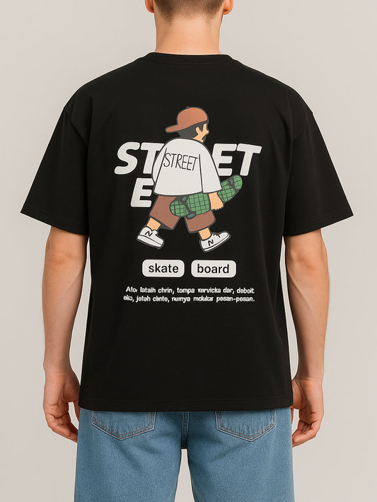 Men's T-Shirt Printed Over Size - Black