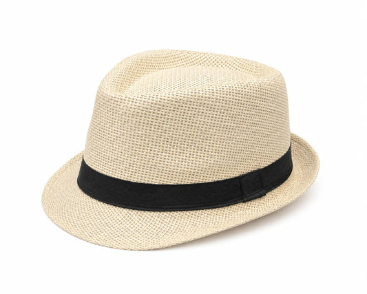 Men’s Woven Summer Fedora Hat with Black Band